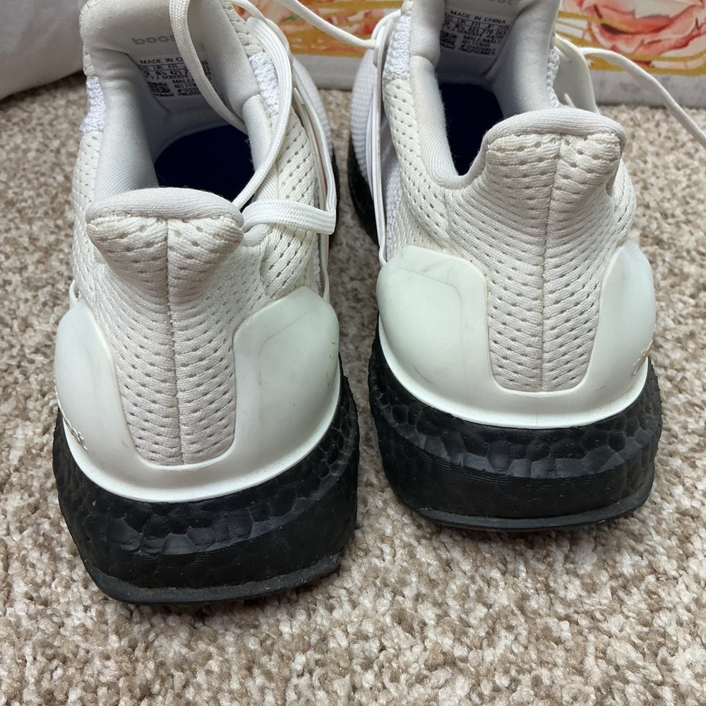 adidas White Sneakers with Red & Blue Stripe Accents - Picture 9 of 12